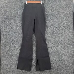 Ten by Babaton Black High Waisted Flare Knit Pants Hem Slit Small 102580